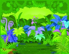 童话绿色植物花卉矢量素材