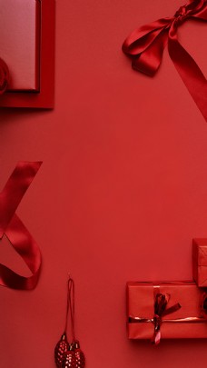 礼盒背景红色礼盒丝带H5背景素材