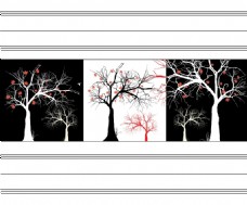 手绘创意树木无框画图案
