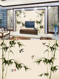 简约朴素竹子背景墙ＰＳＤ素材