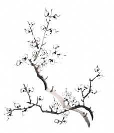 水墨手绘桃树网页设计素材