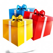 礼品包装红黄蓝包装礼品盒素材图片