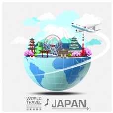 特色日本旅行建筑插画
