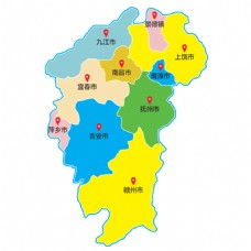江西省区域地图矢量素材