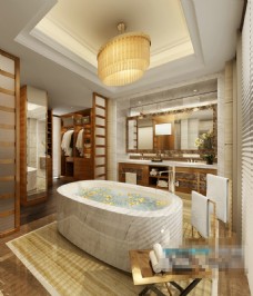 大气豪华东南亚风格浴室素材