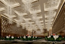 酒店空间简约大气酒店餐厅空间模型下载