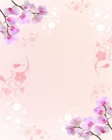 粉色手绘蝴蝶兰花朵移门