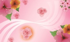 粉色玫瑰花朵移门装饰画