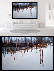 冬日的树林风景装饰画