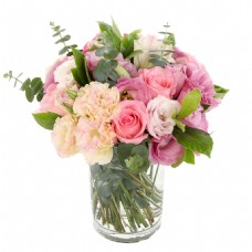 鲜花摄影花瓶里粉色玫瑰花素材图片