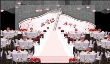 室内设计粉色婚礼主舞台psd效果图