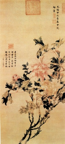 中式古典花朵水墨画