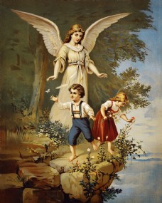 欧式景墙天使与童男童女背景墙素材