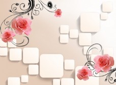 玫瑰花纹室内瓷砖背景墙
