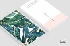 创意设计墨绿色叶子水彩国外创意名片卡片设计