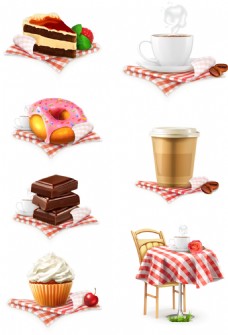 咖啡杯时尚美味的甜品零食插画