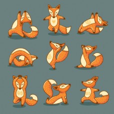可爱造型可爱狐狸黄色卡通动物造型矢量素材