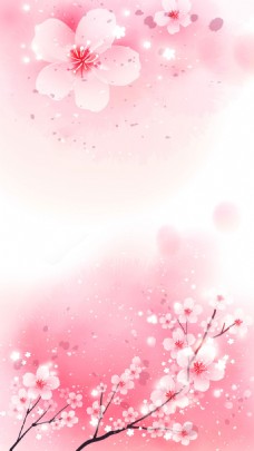 唯美背景唯美粉色桃花H5背景素材