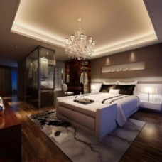 豪华现代和时尚的主卧室3D模型