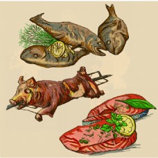 美味食品手绘美味的食品插画
