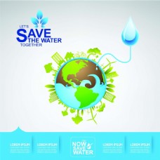 环境保护卡通地球保护水资源环境矢量素材
