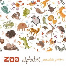 动物插图卡通动物插画花纹背景图