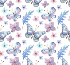 蓝色蝴蝶花纹背景图