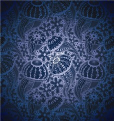 深蓝色水母花纹背景图