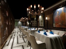 深色华贵餐厅工装大厅效果图设计图片
