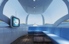 大气蓝色商业空间游艇室内效果图设计图片