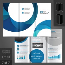 排版设计蓝色弧形宣传册页面排版合集矢量素材