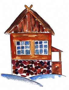 古老房子卡通手绘房屋矢量