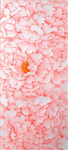 粉色手绘牡丹花朵移门图案