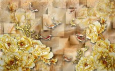 金牡丹室内瓷砖背景墙