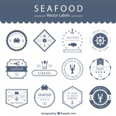 食材海鲜海洋食品海鲜标签矢量素材