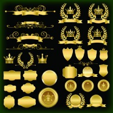 金色复古皇冠网页设计标签