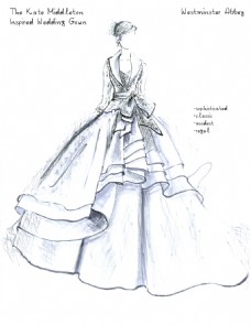 高端时尚华丽裙摆婚纱设计效果图