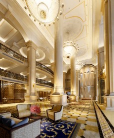 酒店空间欧式酒店大厅商业大厦空间模型