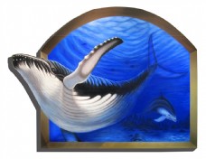 3D立体海底海豚戏水背景图