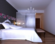 现代欧式温馨简约卧室水晶吊灯效果图