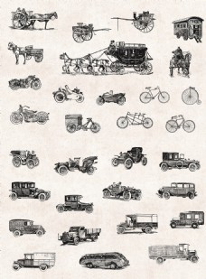 手绘素描交通工具图片