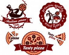 卡通时尚意大利披萨店设计矢量