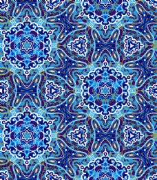 蓝色花蓝色民族风花卉图案矢量素材