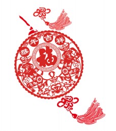 手绘中国结福字元素
