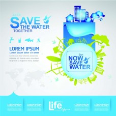 环保水源绿色地球保护水资源环境矢量素材