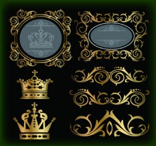 奢华创意复古皇冠网页设计标签