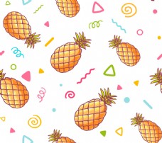 卡通菠萝水果食物花纹