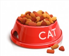 红色容器中的猫粮矢量素材