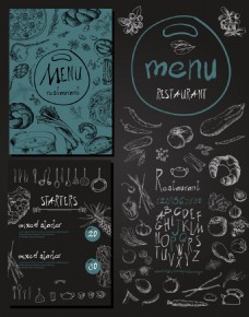 餐厅设计蓝色食材餐厅菜单设计矢量素材