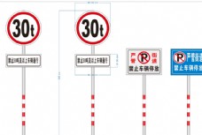 交通车辆禁止车辆停放与限重交通标识牌